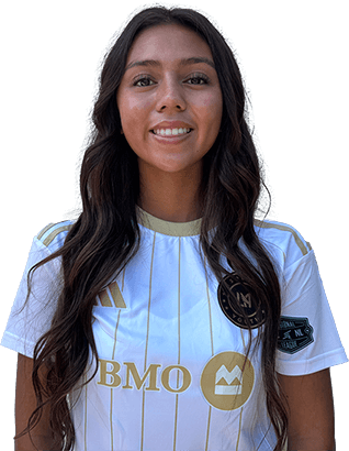 Bre Mendez wearing a soccer jersey with LAFC So Cal Youth and ECNL Regional League logos.